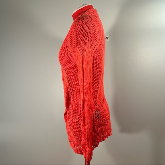 Lace knit pinkish coral cardigan - S - Picture 6 of 9